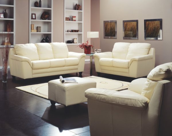 Sirus Leather Sofa White Room