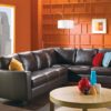 Brow Leeds Leather Sectional Orange Room