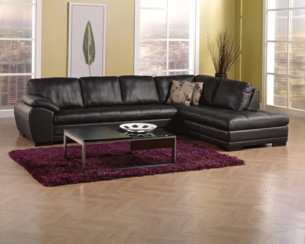 Miami Leather Sectional Black Yellow Room