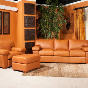 Prescott Leather Sofa Tan Room