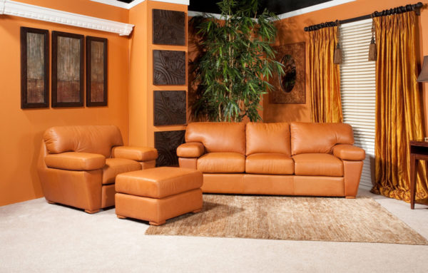 Prescott Leather Sofa Tan Room