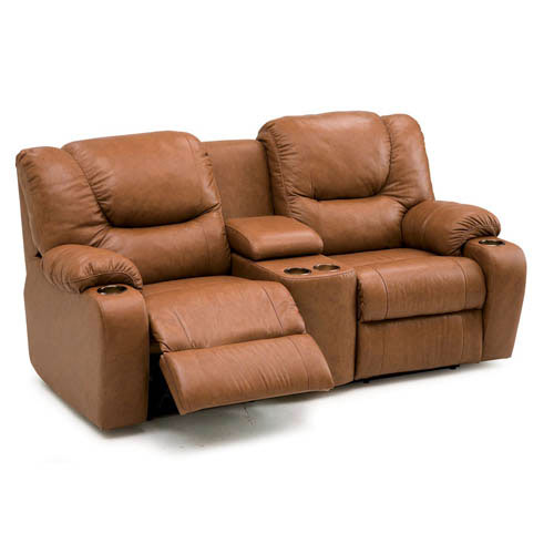 Dugan Leather Reclining Loveseat Console