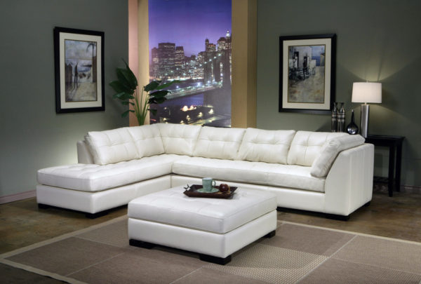 Newport Leather Sectional Room
